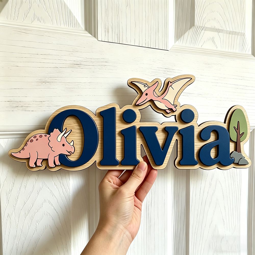 Baby Gate Stairs - Personalized Dinosaur Name Sign for The