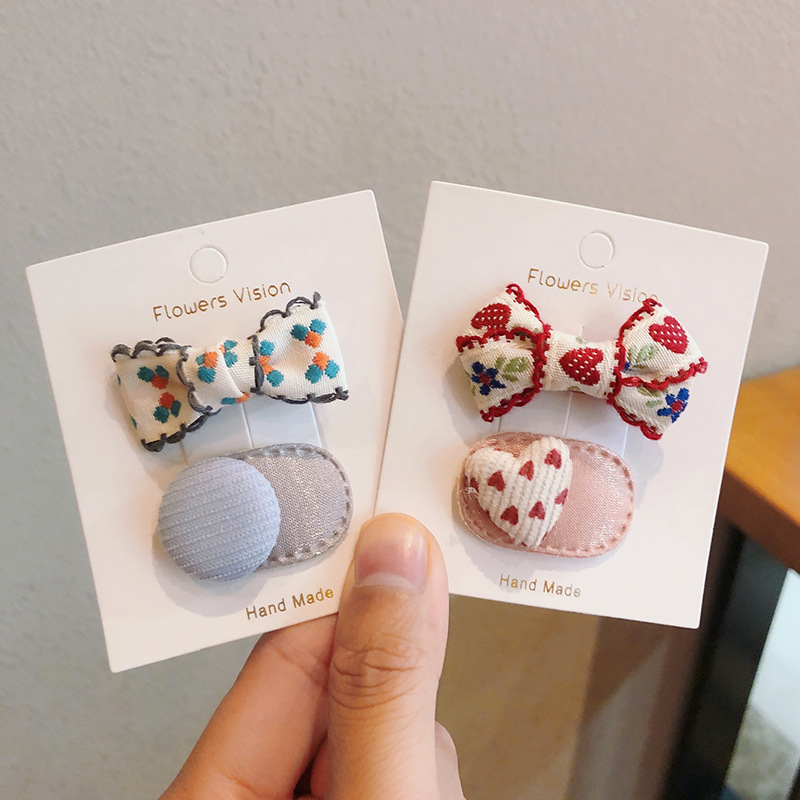 Baby Products Set - 2pcs/lot Children Hair Pins Floral Embroidery