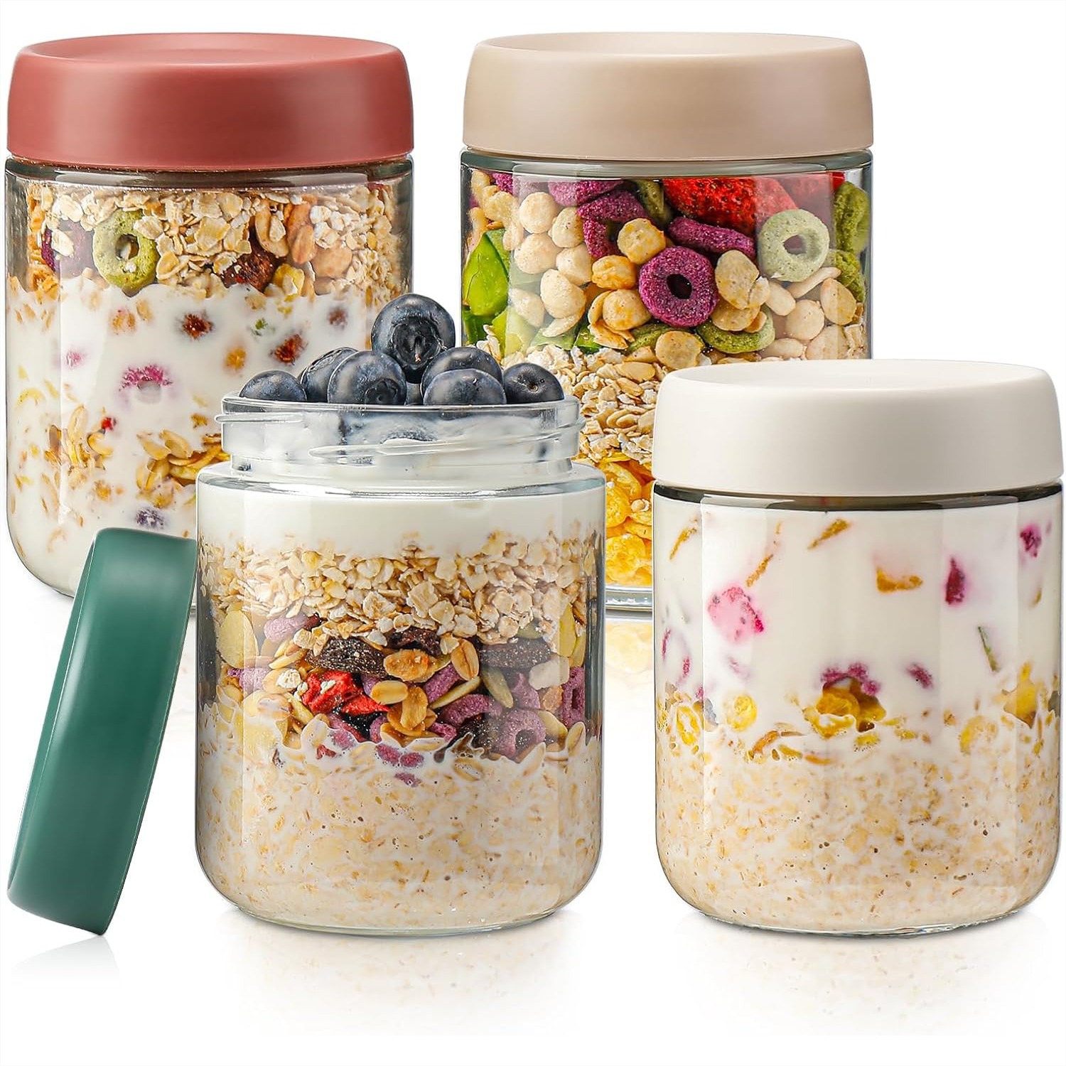 Baby Products Set - Glass Overnight Oats Containers with Lids,
